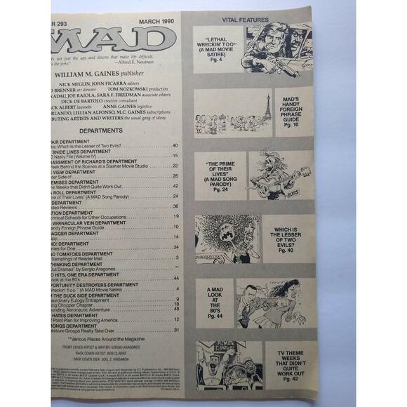MAD Magazine March 1990 No 293 Lethal Weapon Movie Satire Parody Mel Gibson - Picture 4 of 9